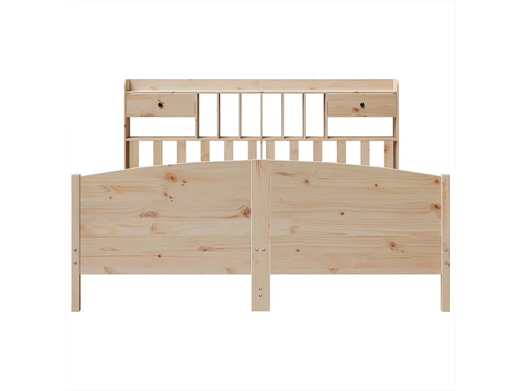 Lit bibliothèque sans matelas 180x200 cm bois massif de pin