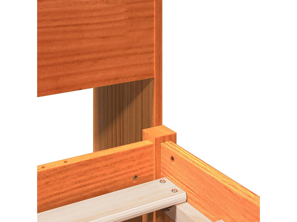 Lit bibliothèque sans matelas cire marron 90x200 cm bois massif