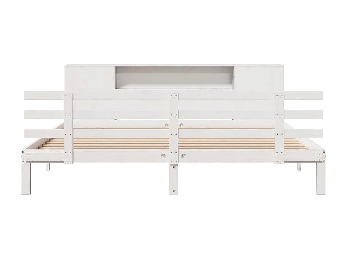 Lit bibliothèque sans matelas blanc 180x200 cm bois pin massif