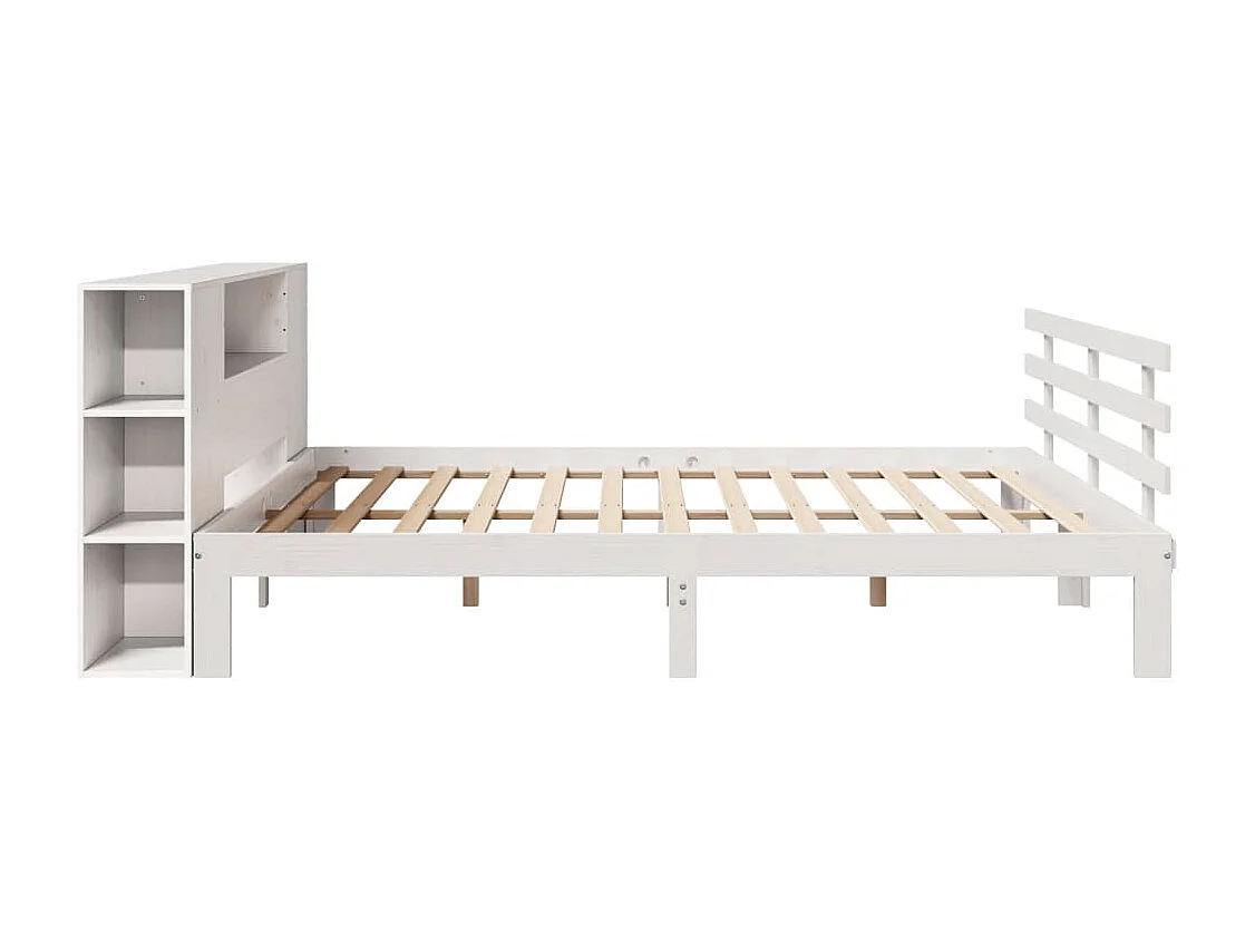 Lit bibliothèque sans matelas blanc 180x200 cm bois pin massif