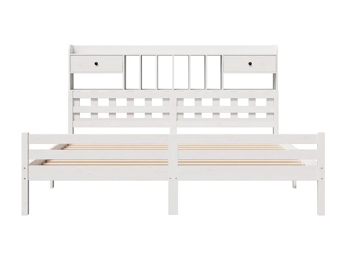 Cama com estante sem colchão 180x200 cm pinho maciço branco