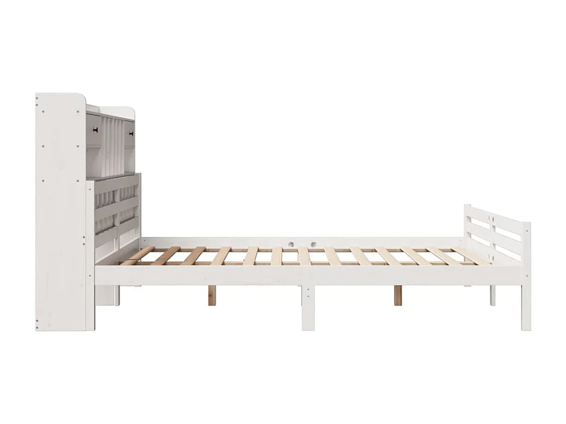 Cama com estante sem colchão 180x200 cm pinho maciço branco