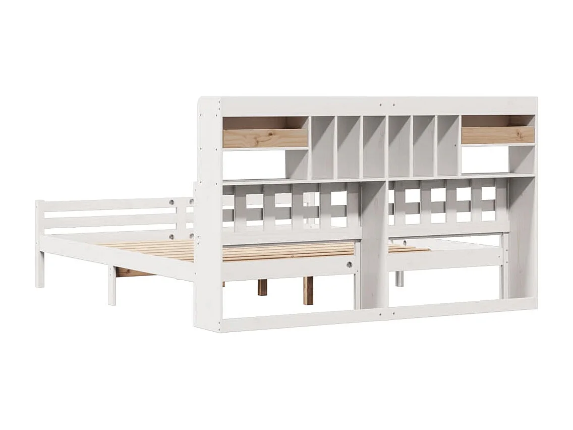 Cama com estante sem colchão 180x200 cm pinho maciço branco