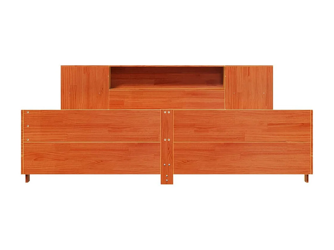 Cama sin colchón madera maciza de pino marrón cera 180x200 cm