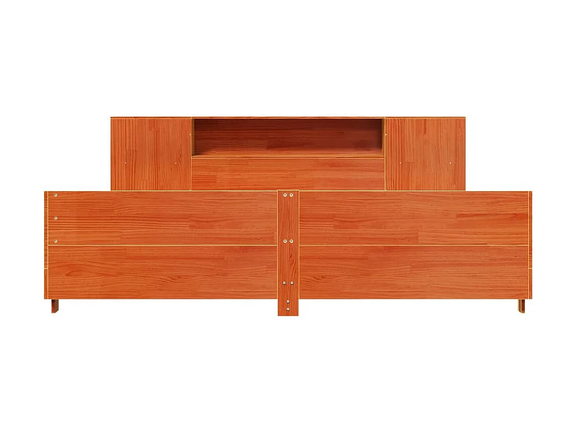 Cama sin colchón madera maciza de pino marrón cera 180x200 cm