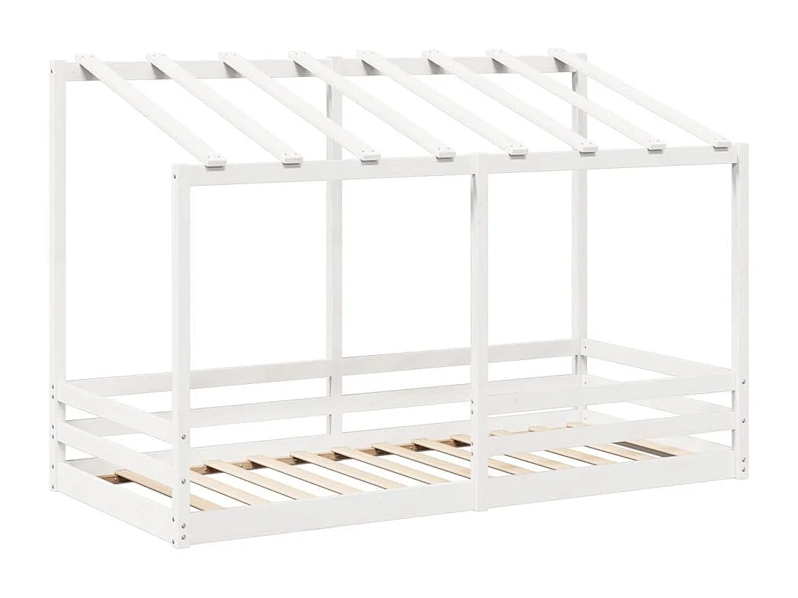 Cama infantil con techo madera maciza pino blanca 100x200 cm