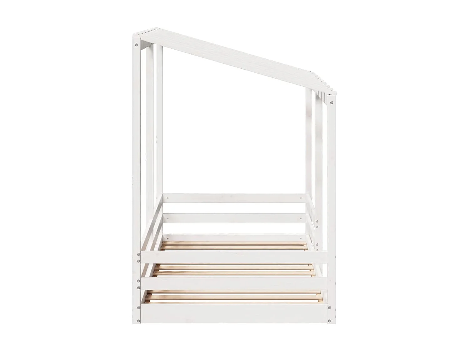 Cama infantil con techo madera maciza pino blanca 100x200 cm