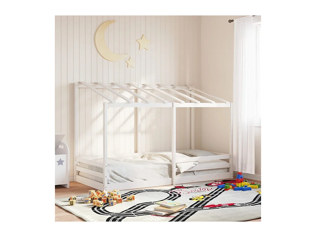 Lit pour enfants avec toit blanc 100x200 cm bois de pin massif