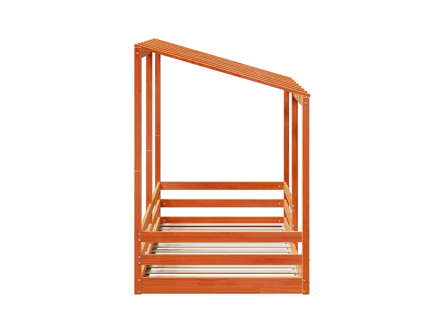 Lit pour enfants et toit cire marron 90x200 cm bois massif pin