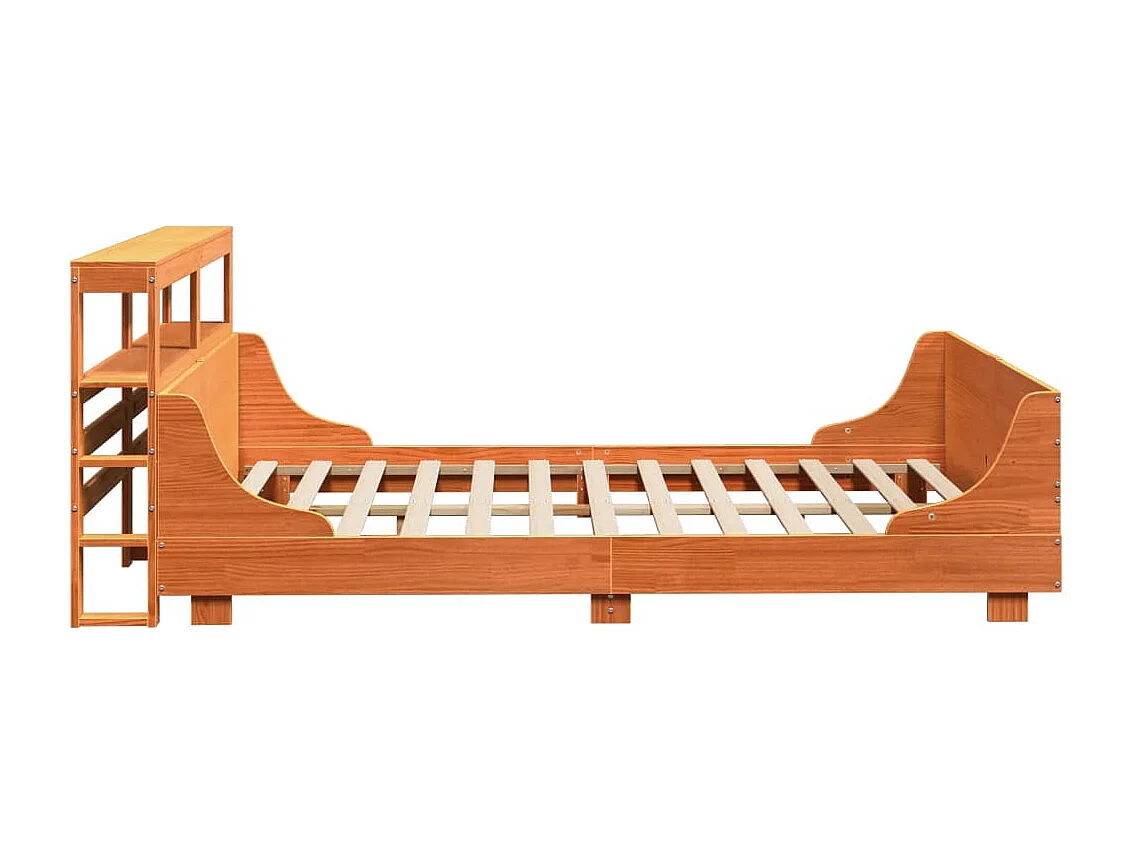 Cama sem colchão 150x200 cm madeira pinho maciça castanho-mel