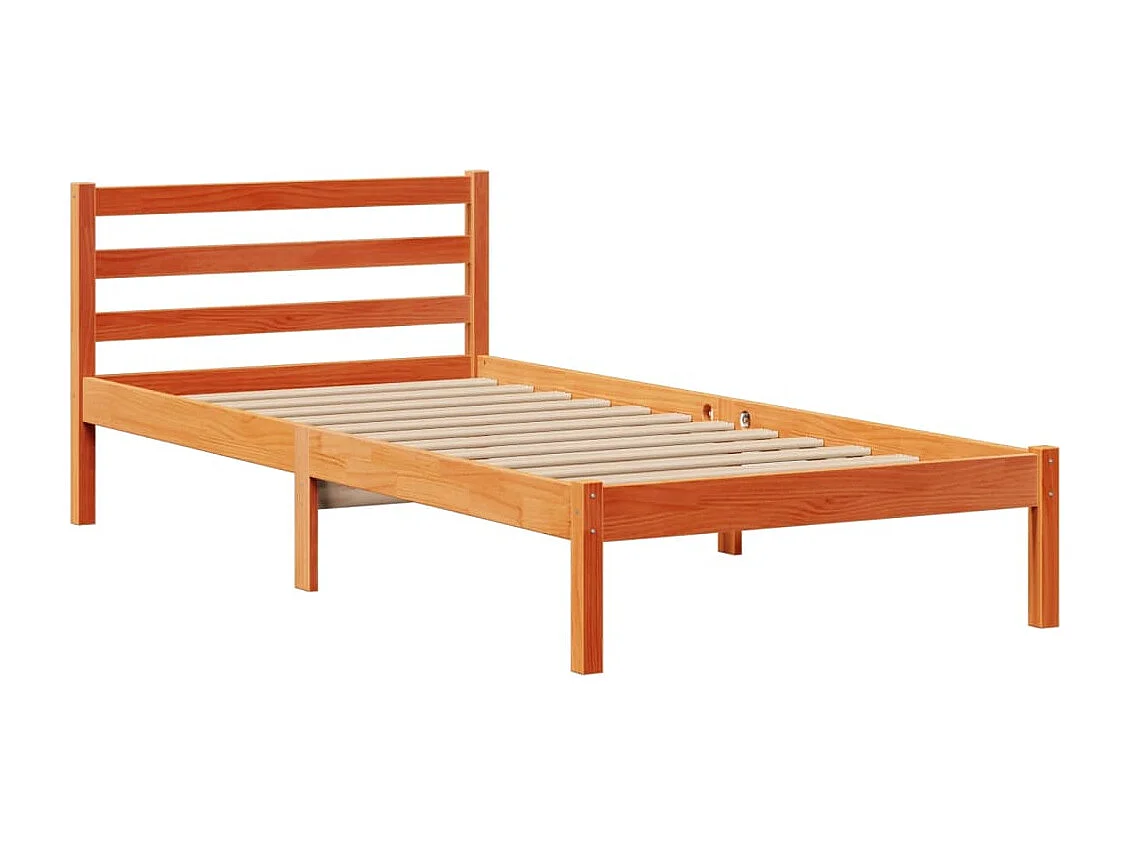 Lit bibliothèque sans matelas cire marron 100x200 cm pin massif
