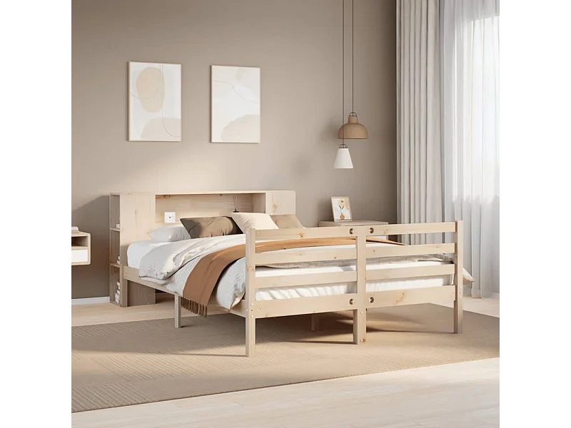 Cama com estante sem colchão 135x190 cm pinho maciço