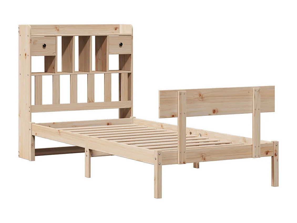 Lit bibliothèque sans matelas 90x200 cm bois de pin massif