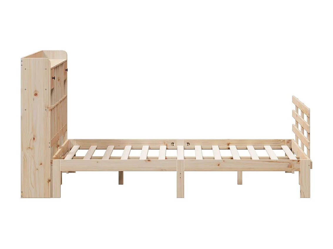 Cama con estantería sin colchón madera maciza de pino 140x190cm