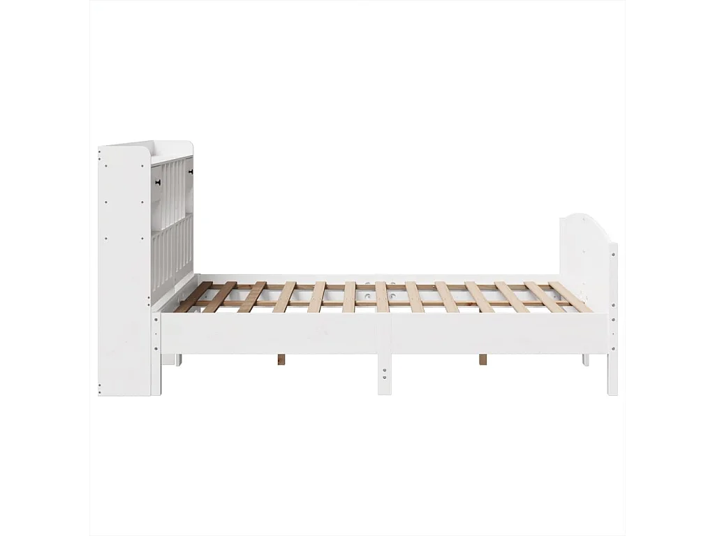 Cama con estantería sin colchón madera maciza blanca 140x200 cm