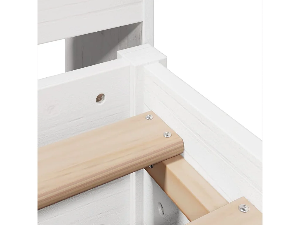 Cama con estantería sin colchón madera maciza blanca 140x200 cm