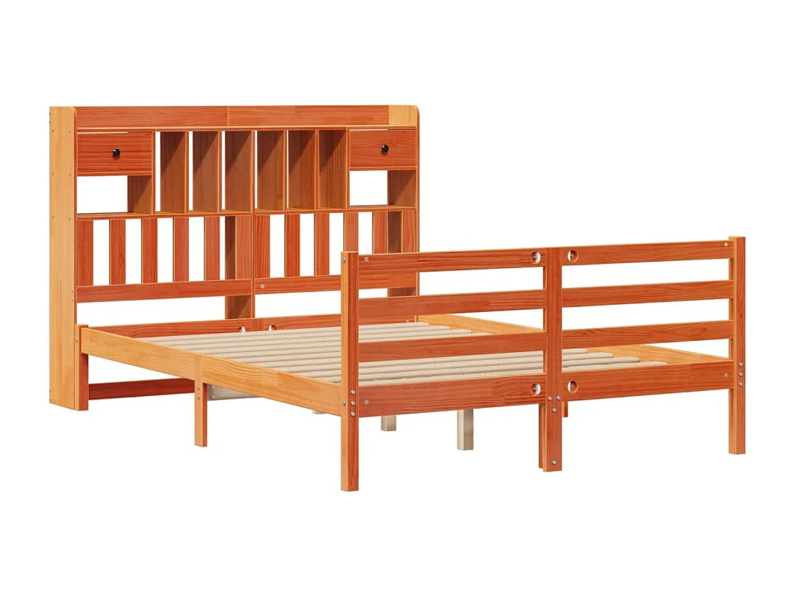 Cama com estante sem colchão 140x200 cm pinho maciço