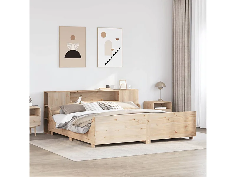 Estructura de cama sin colchón madera maciza de pino 180x200 cm
