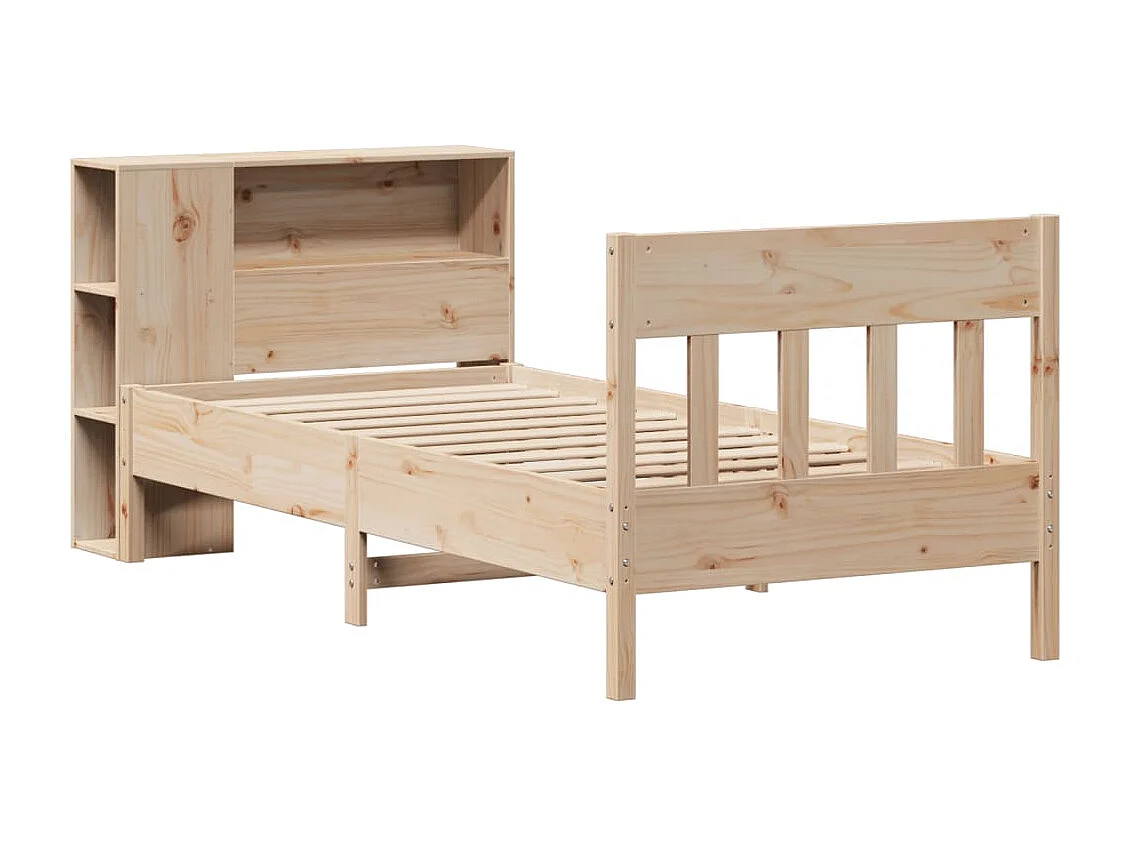 Cama con estantería sin colchón madera maciza de pino 100x200cm