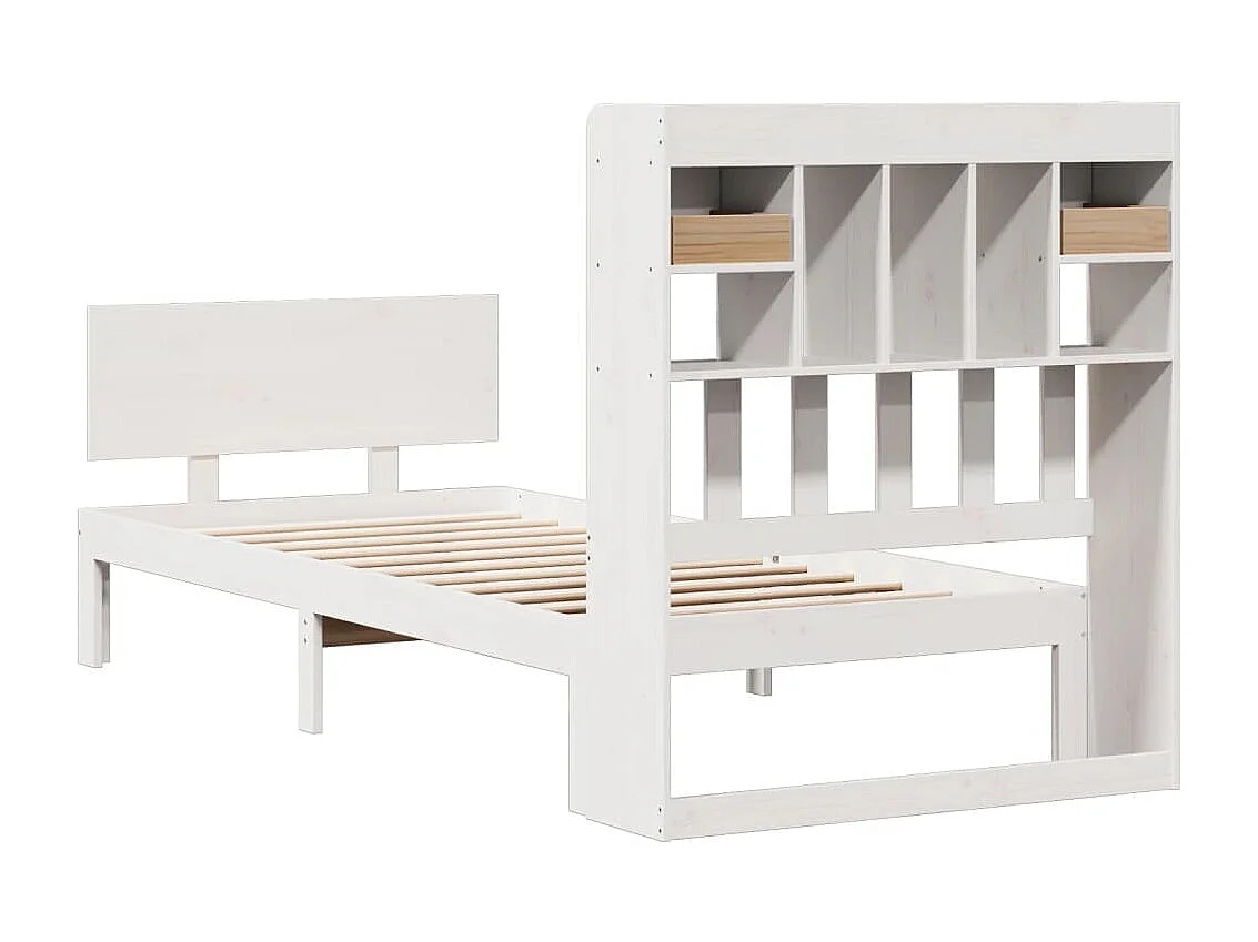 Cama com estante sem colchão 90x200 cm pinho maciço branco