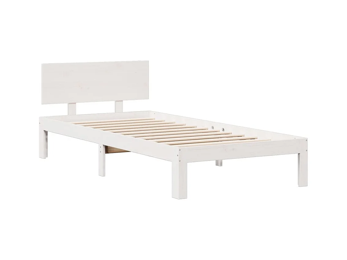 Cama com estante sem colchão 90x200 cm pinho maciço branco
