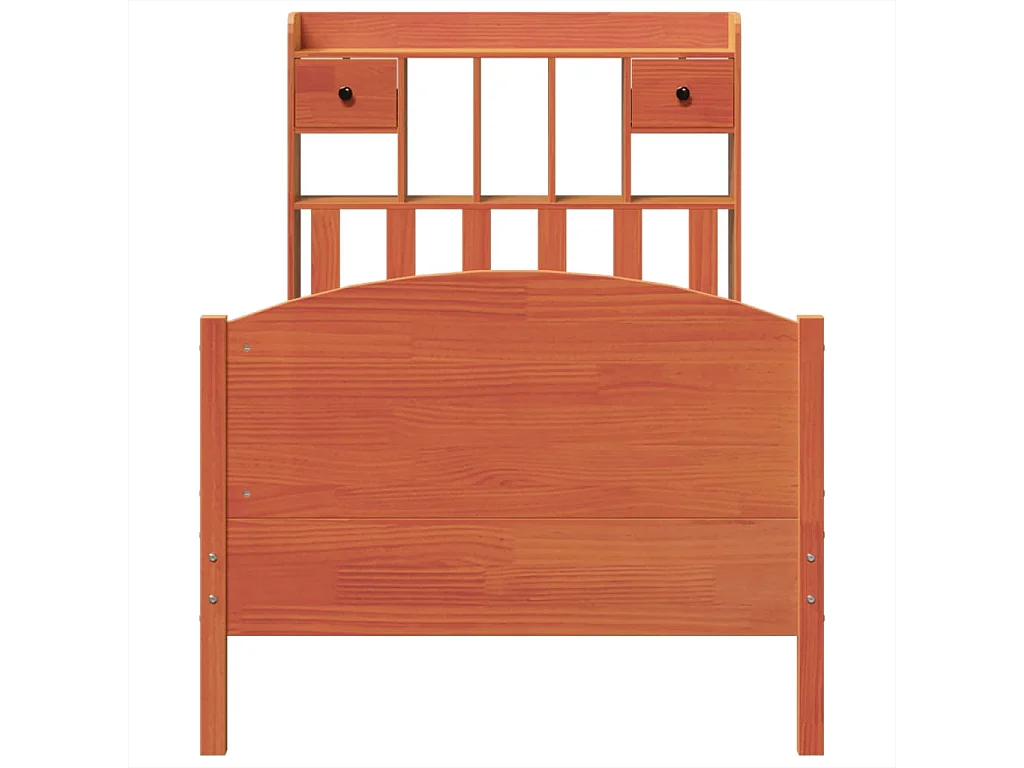 Lit bibliothèque sans matelas cire marron 75x190 cm pin massif