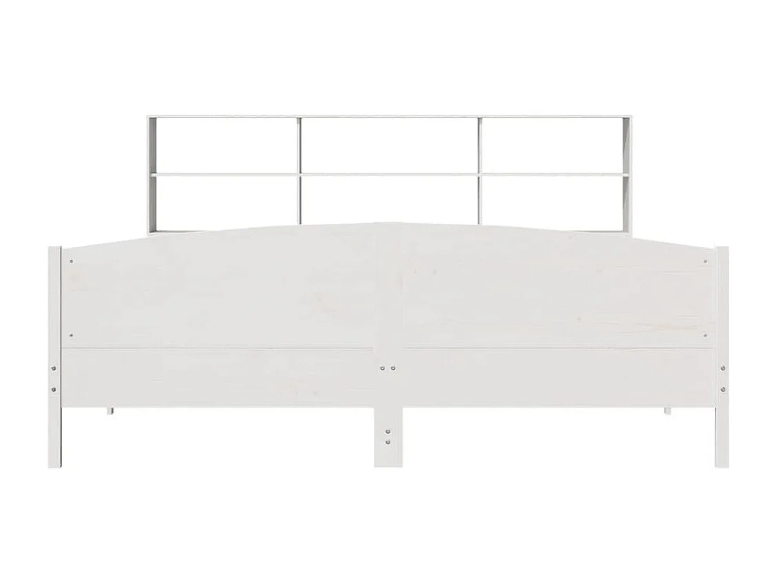 Cama con estantería sin colchón madera maciza blanca 180x200 cm
