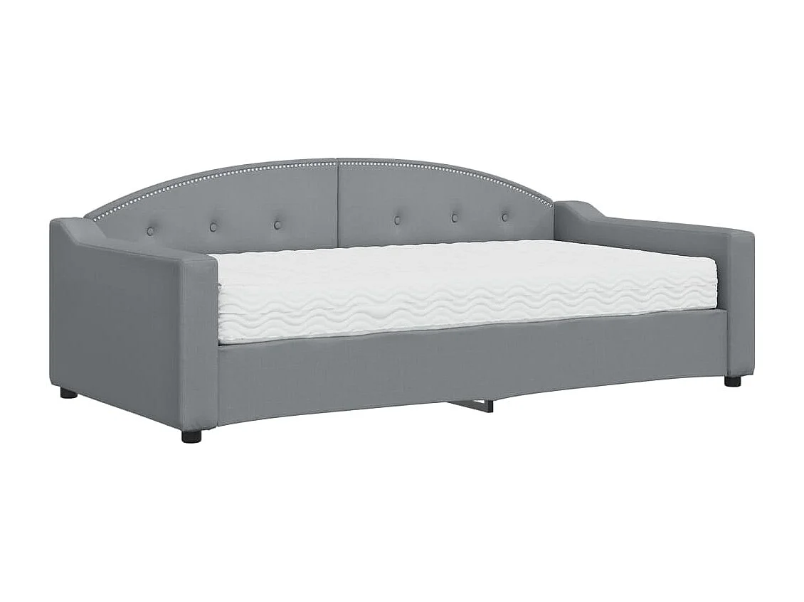 Sofá-cama com colchão 90x190 cm tecido cinzento-claro