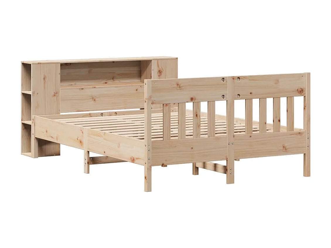 Cama con estantería sin colchón madera maciza de pino 135x190cm