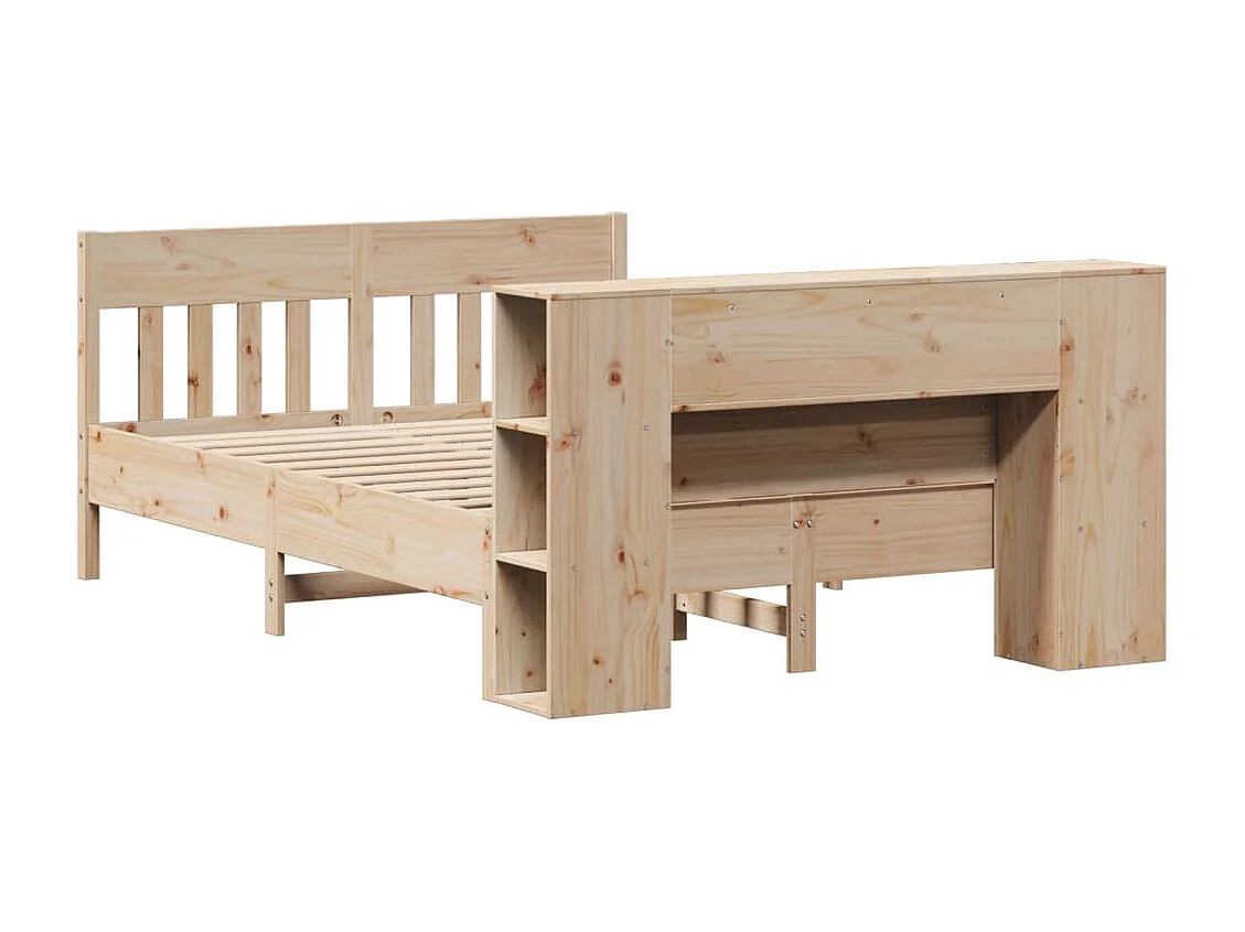 Cama con estantería sin colchón madera maciza de pino 135x190cm