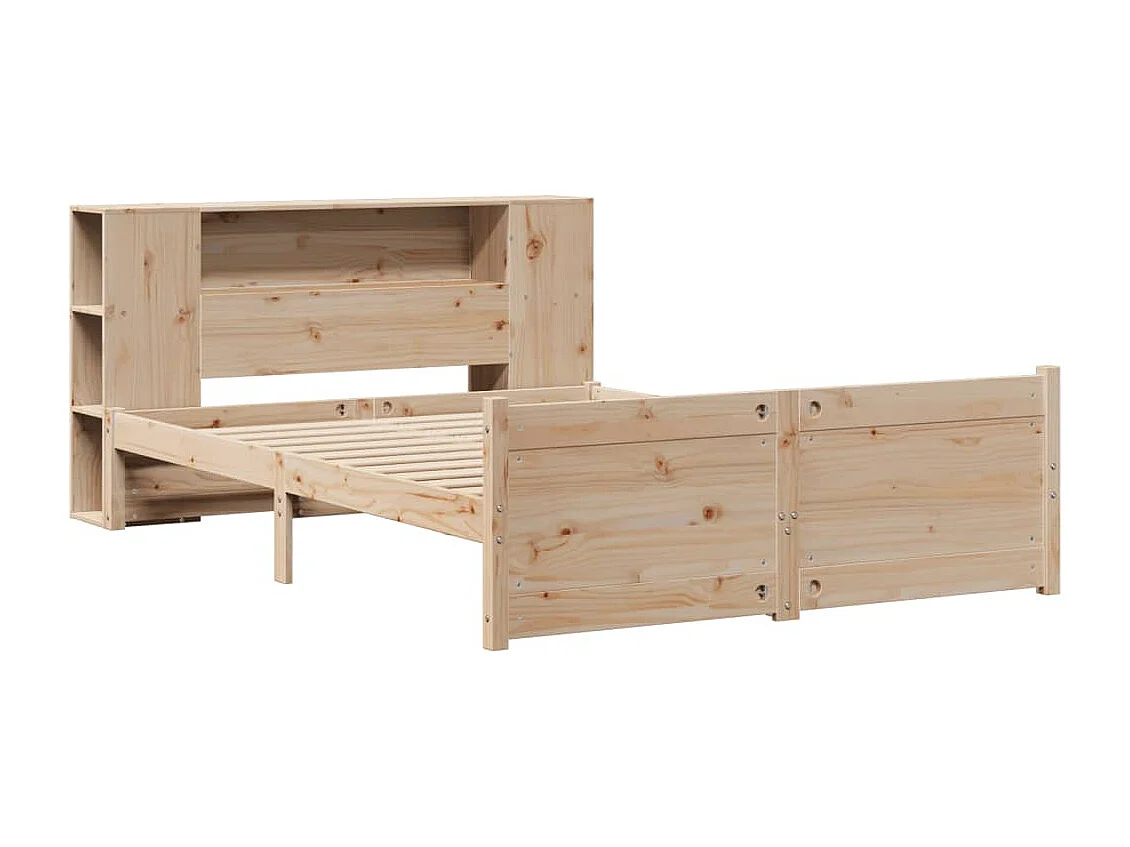 Lit bibliothèque sans matelas 140x200 cm bois massif de pin