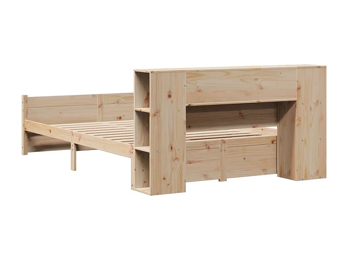 Lit bibliothèque sans matelas 140x200 cm bois massif de pin