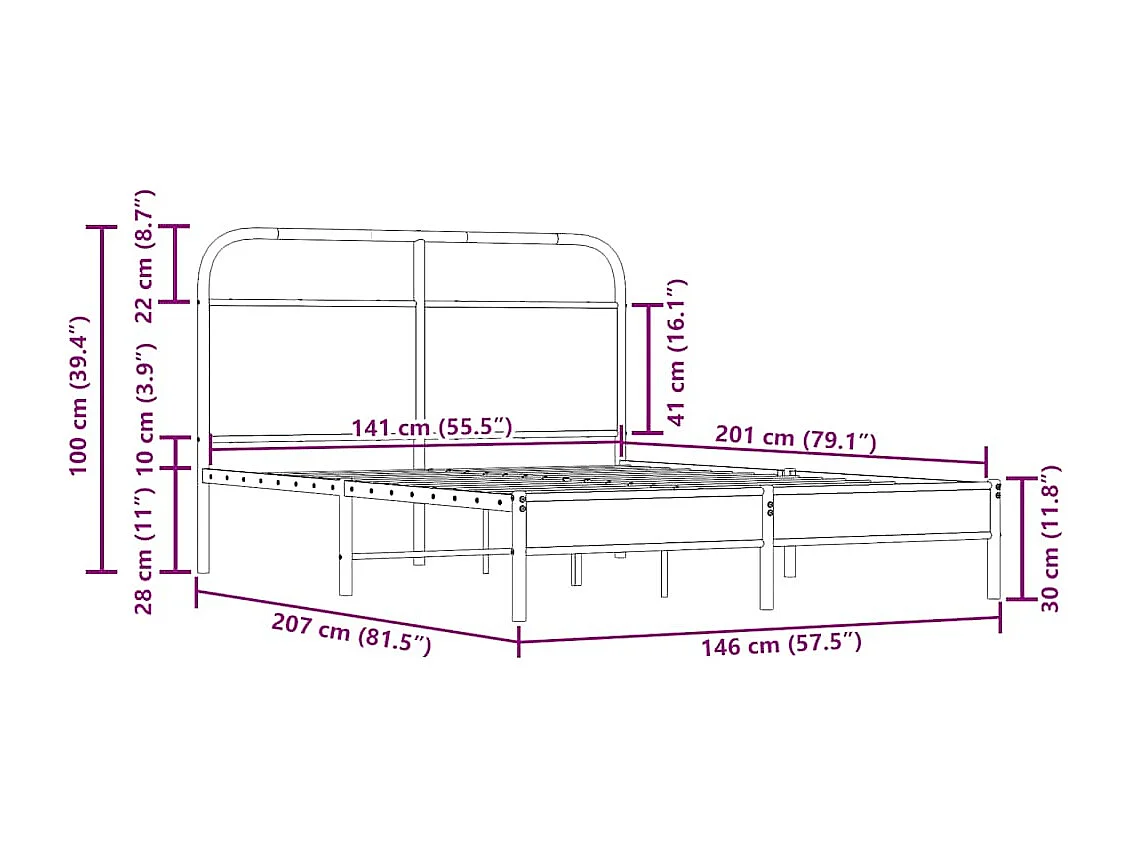 Estrutura de cama s/ colchão derivados madeira carvalho fumado