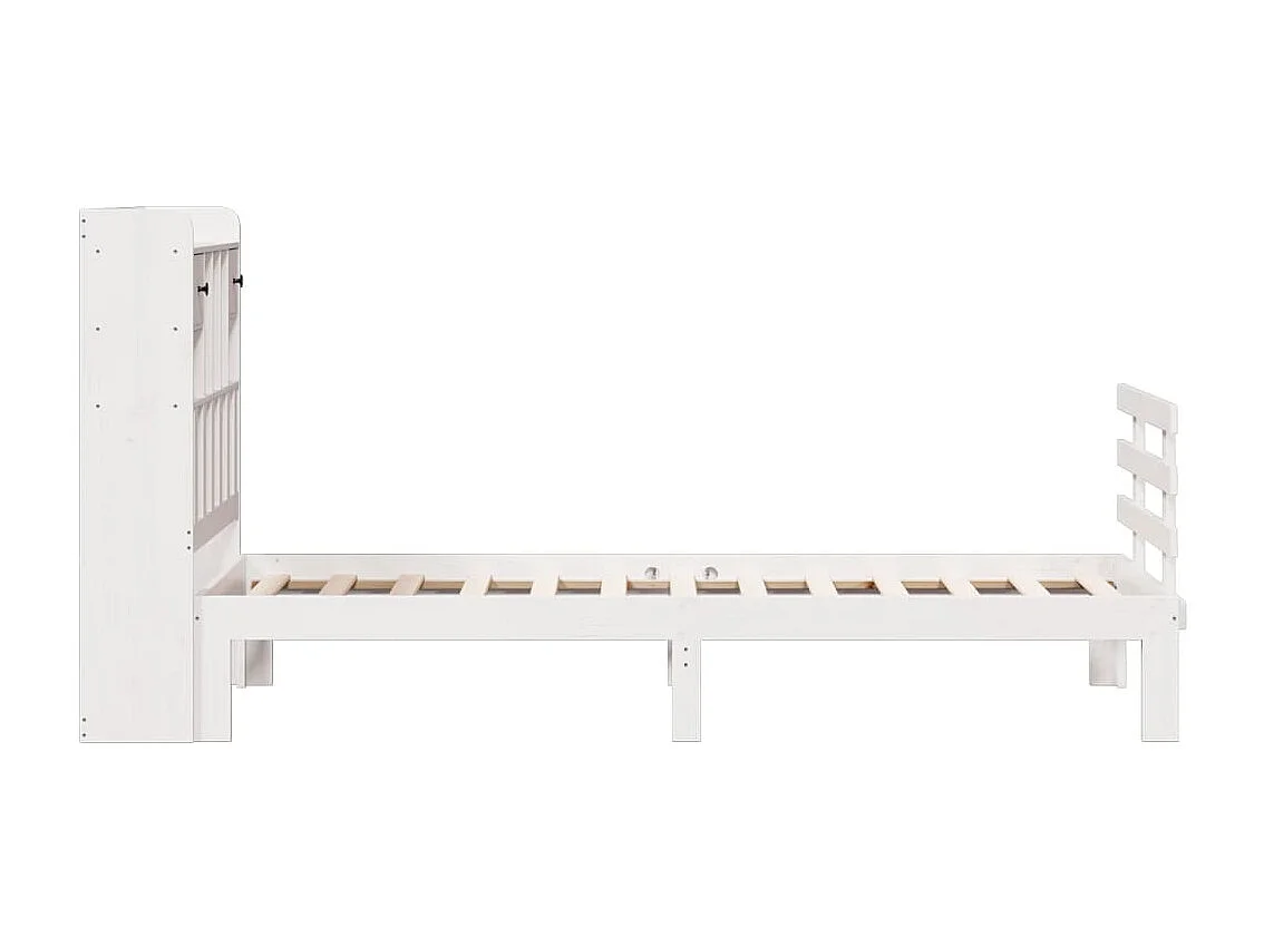 Cama com estante sem colchão 75x190 cm pinho maciço branco