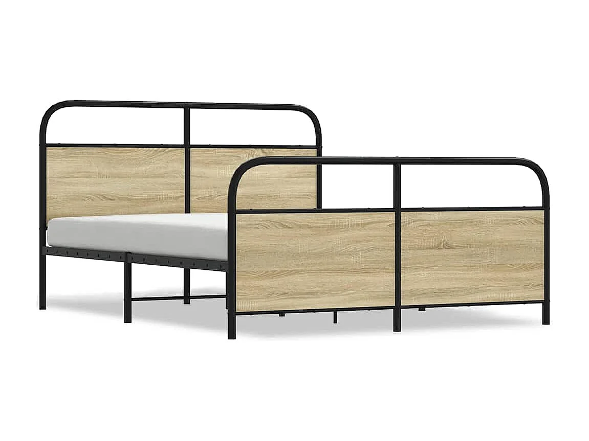 Estructura de cama sin colchón metal roble Sonoma 150x200 cm