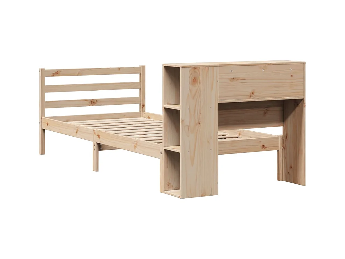 Lit bibliothèque sans matelas 75x190 cm bois de pin massif