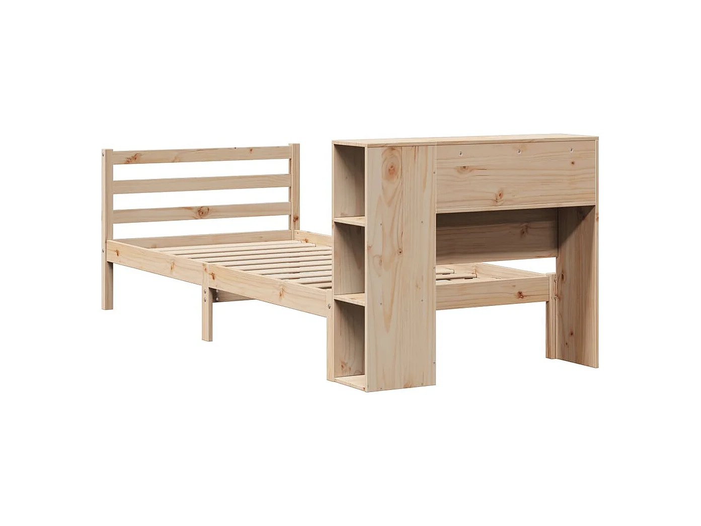 Cama com estante sem colchão 75x190 cm pinho maciço