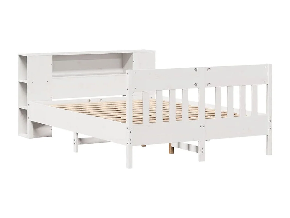 Cama com estante sem colchão 160x200 cm pinho maciço branco