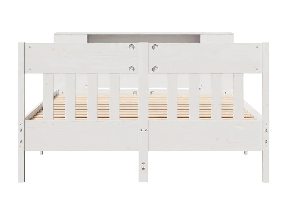 Cama com estante sem colchão 160x200 cm pinho maciço branco