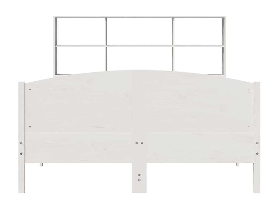 Cama con estantería sin colchón madera maciza blanca 140x190 cm