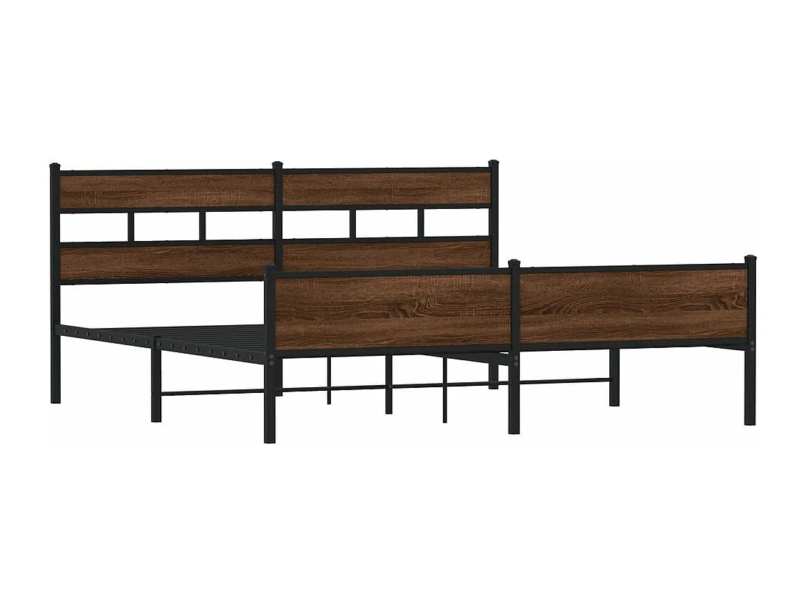 Estructura de cama sin colchón metal roble marrón 200x200 cm