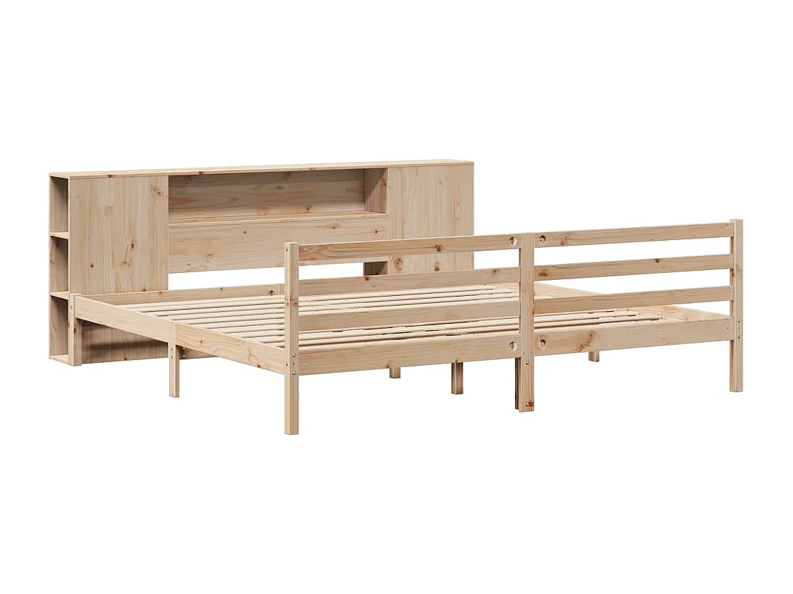 Lit bibliothèque sans matelas 180x200 cm bois massif de pin