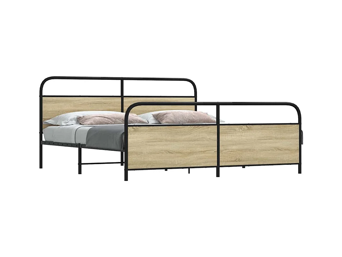 Estructura de cama sin colchón metal roble Sonoma 183x213 cm