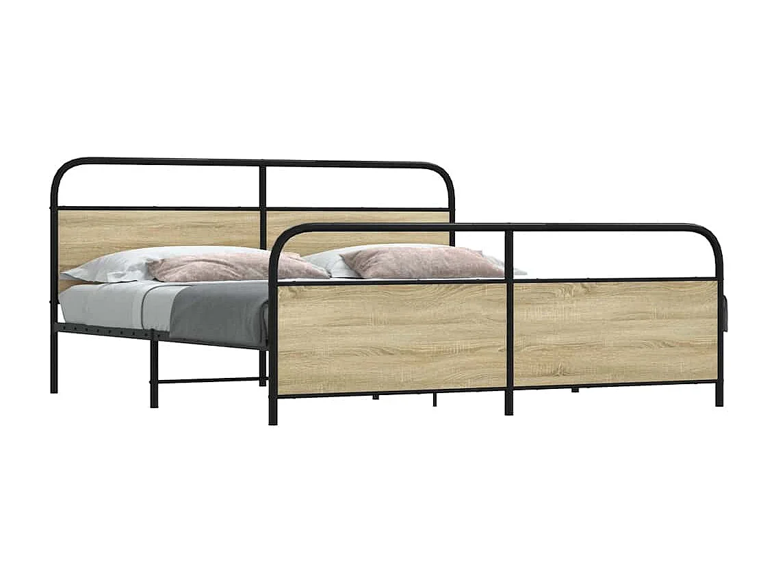 Estructura de cama sin colchón metal roble Sonoma 183x213 cm