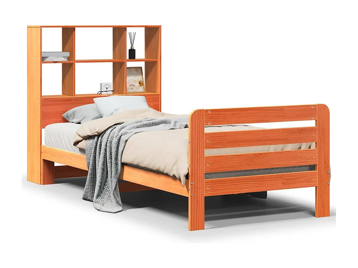 Estructura de cama sin colchón madera maciza marrón 75x190 cm