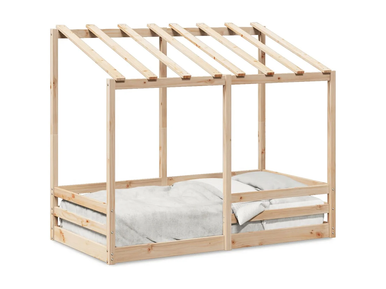 Cama para niños con techo madera maciza de pino 80x160 cm