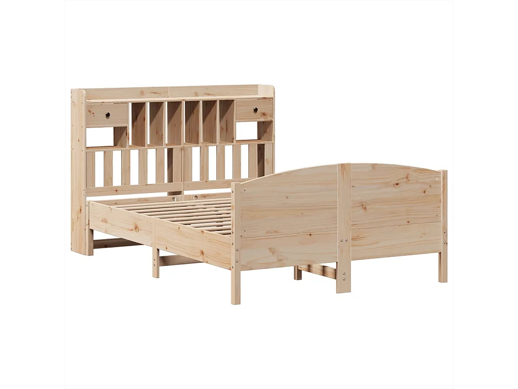 Lit bibliothèque sans matelas 140x190 cm bois de pin massif