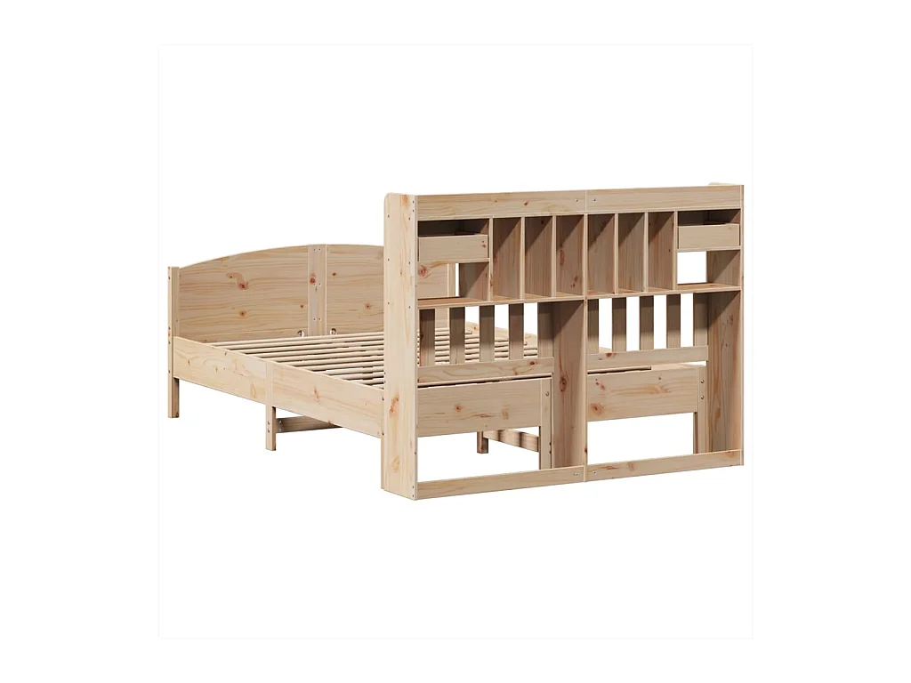 Lit bibliothèque sans matelas 140x190 cm bois de pin massif