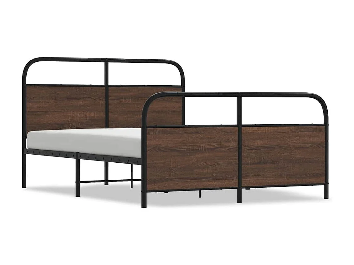 Estrutura de cama sem colchão 140x190cm metal carvalho castanho