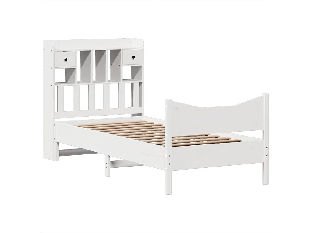 Cadre de lit sans matelas blanc 75x190 cm bois de pin massif